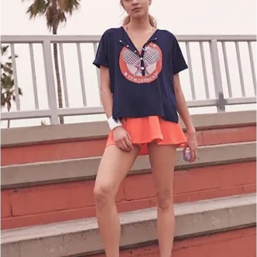 NWT Free People Inhale Henley Graphic Tee